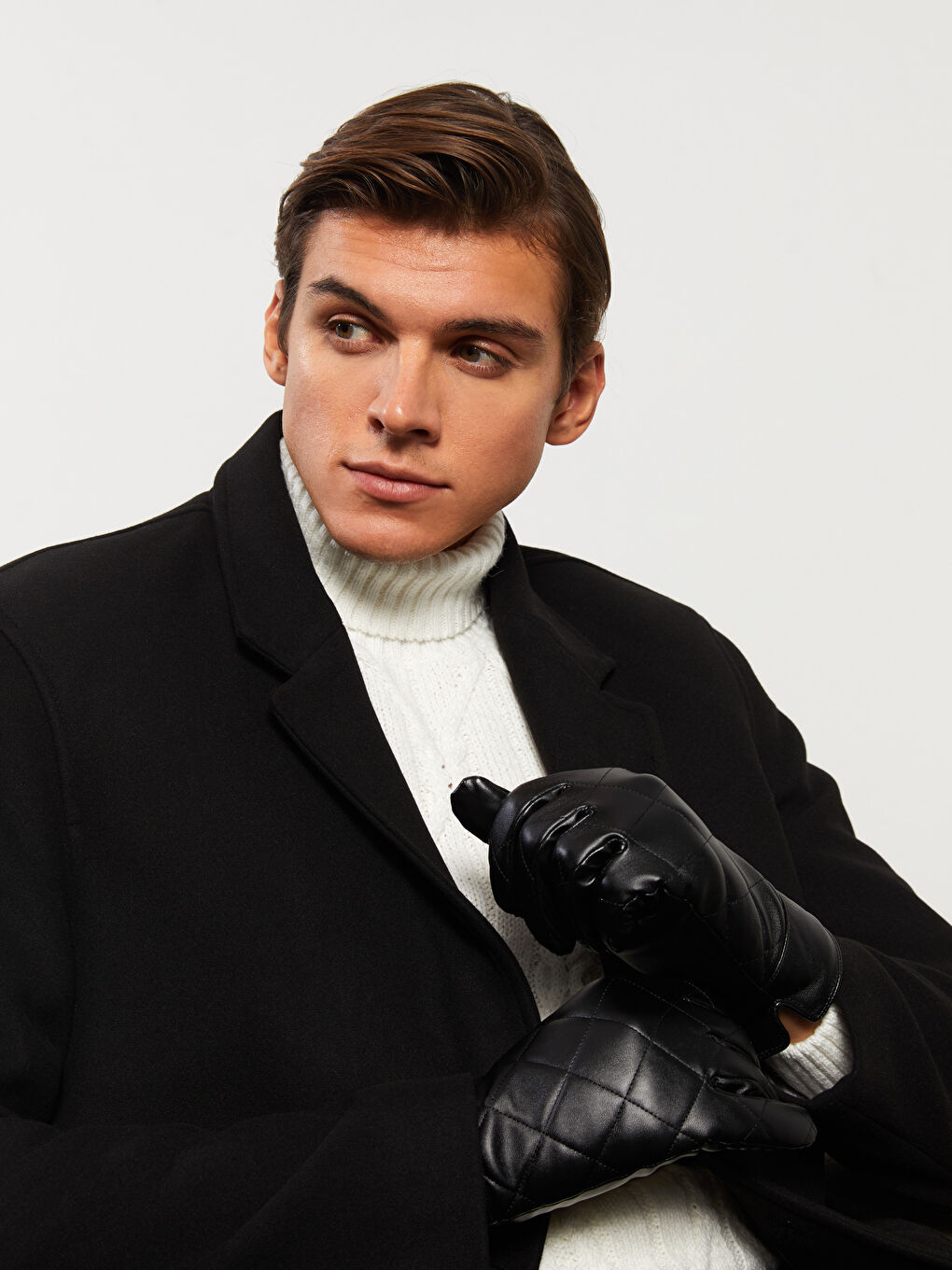 LCW ACCESSORIES Ръкавици за мъже с шарки, имитиращи кожа и капитониран дизайн -W25374Z8-HEG