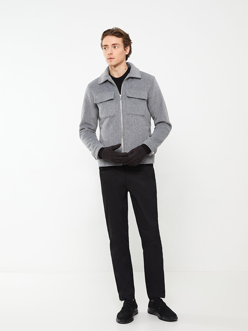 Siyah Süet Görünümlü Erkek Eldiven-1