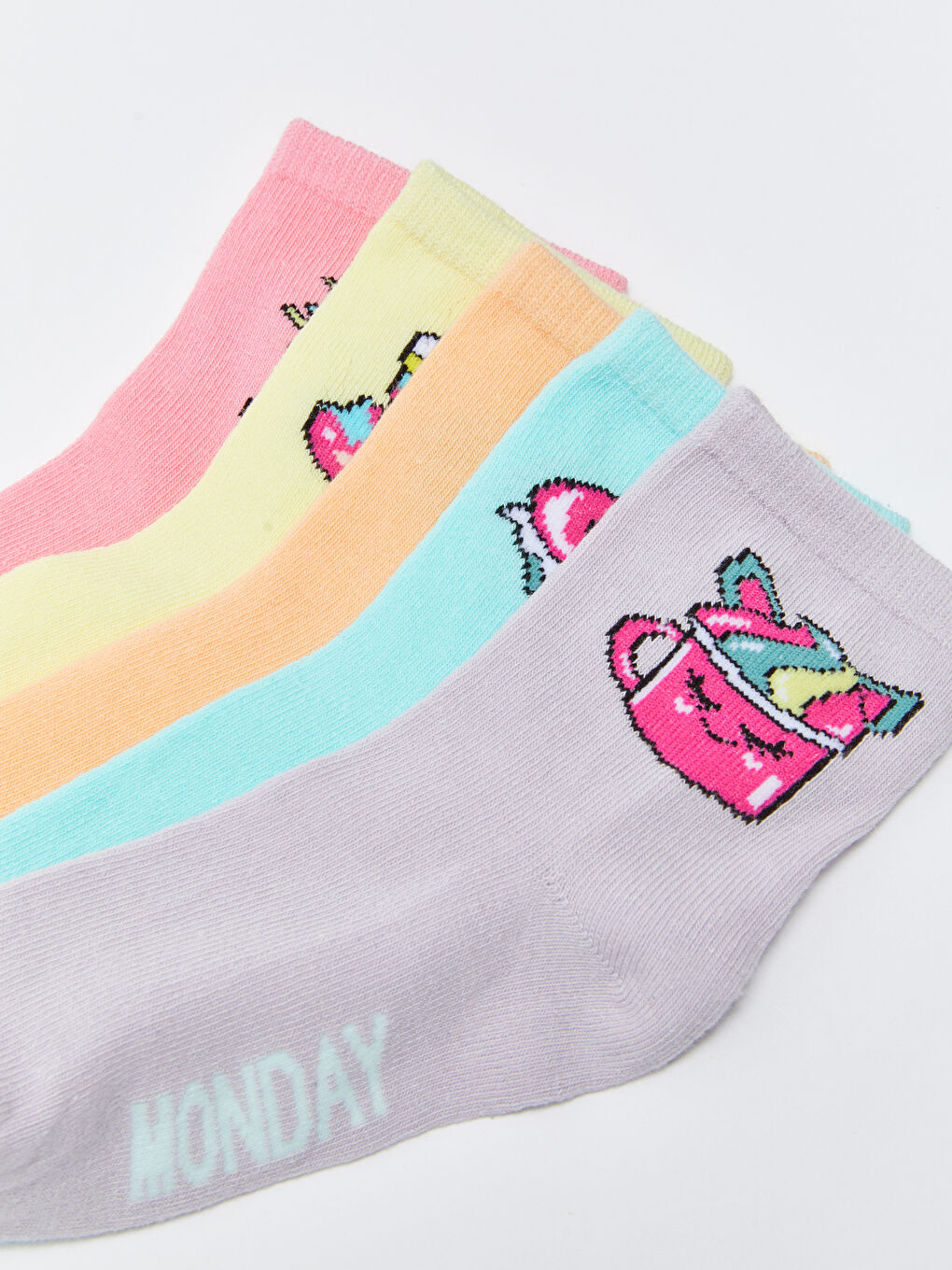 Patterned Girls' Ankle Socks 5 Pack-2