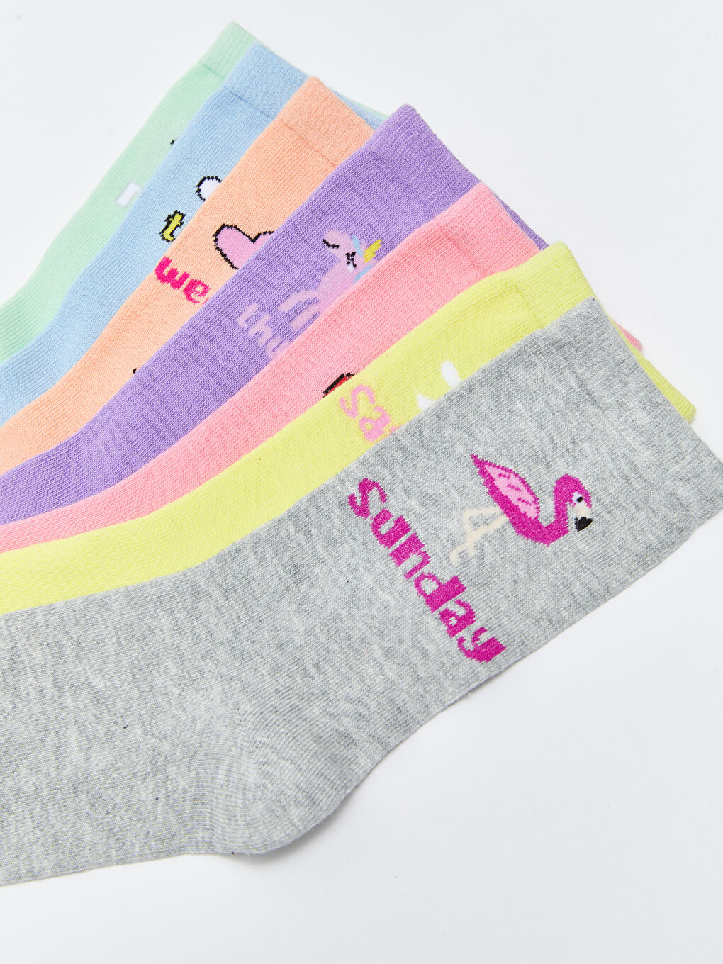 LCW Kids Patterned Girl Socks 7 Pieces -W25389Z4-J4Z