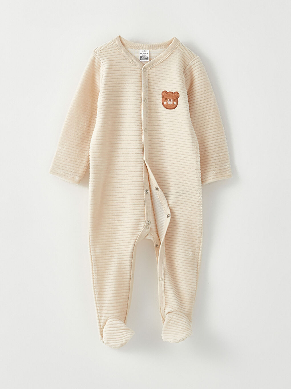 V Neck Long Sleeve Embroidery Detailed Men's Baby Jumpsuit-1