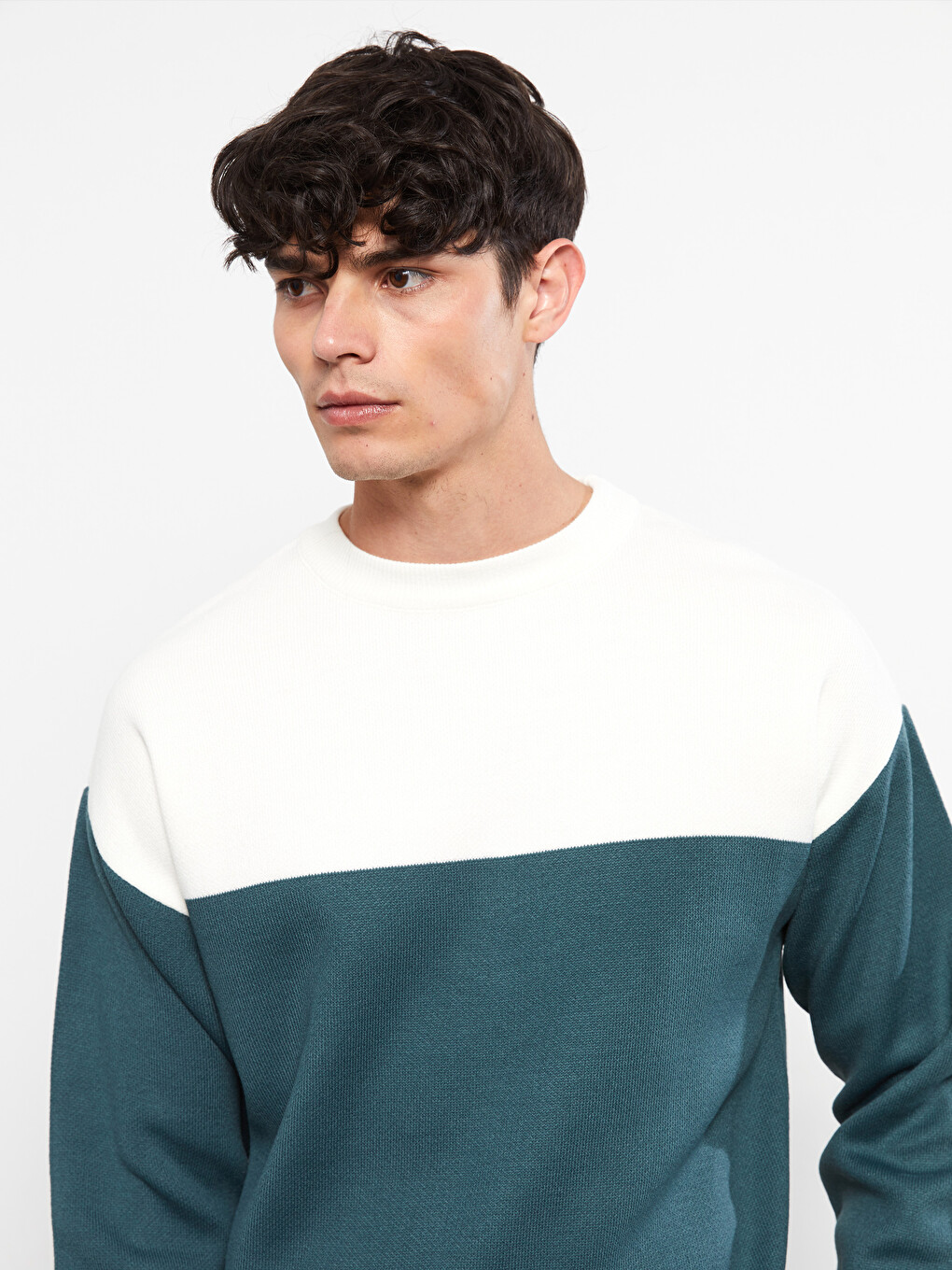 Crew Neck Long Sleeve Color Block Men's Knitwear Sweater-2