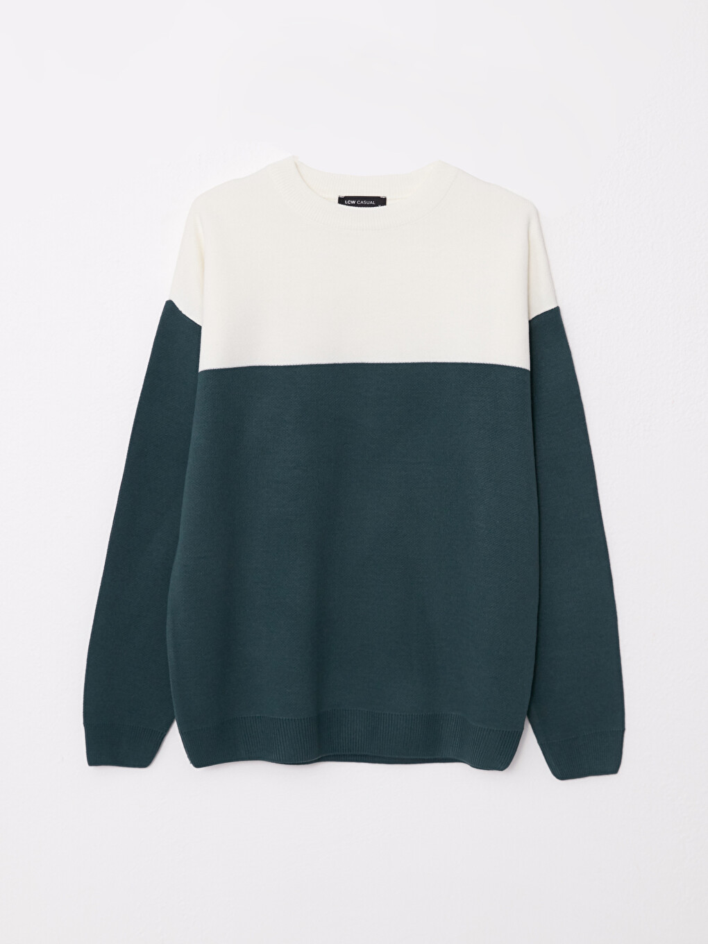 Crew Neck Long Sleeve Color Block Men's Knitwear Sweater-5