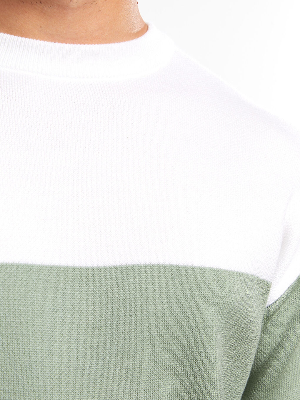 Crew Neck Long Sleeve Color Block Men's Knitwear Sweater-3