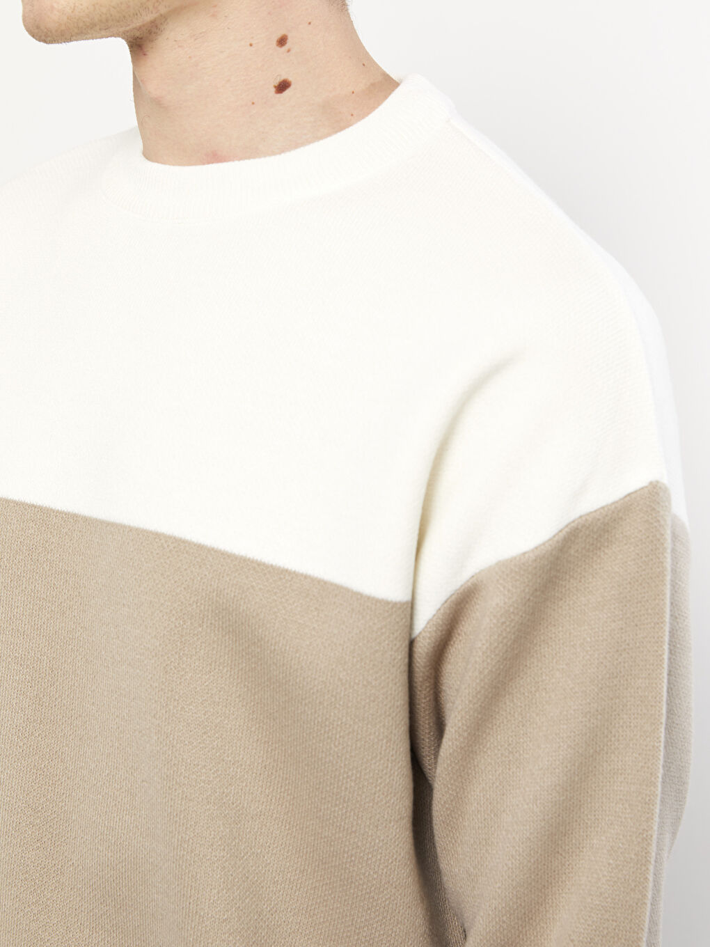 Crew Neck Long Sleeve Color Block Men's Knitwear Sweater -W25401Z8-RBZ
