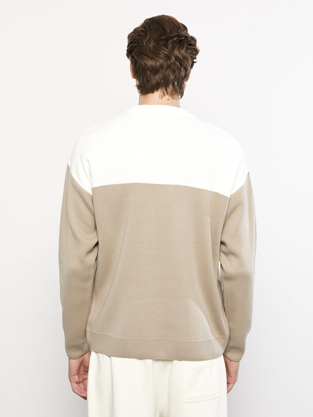Crew Neck Long Sleeve Color Block Men's Knitwear Sweater -W25401Z8-RBZ