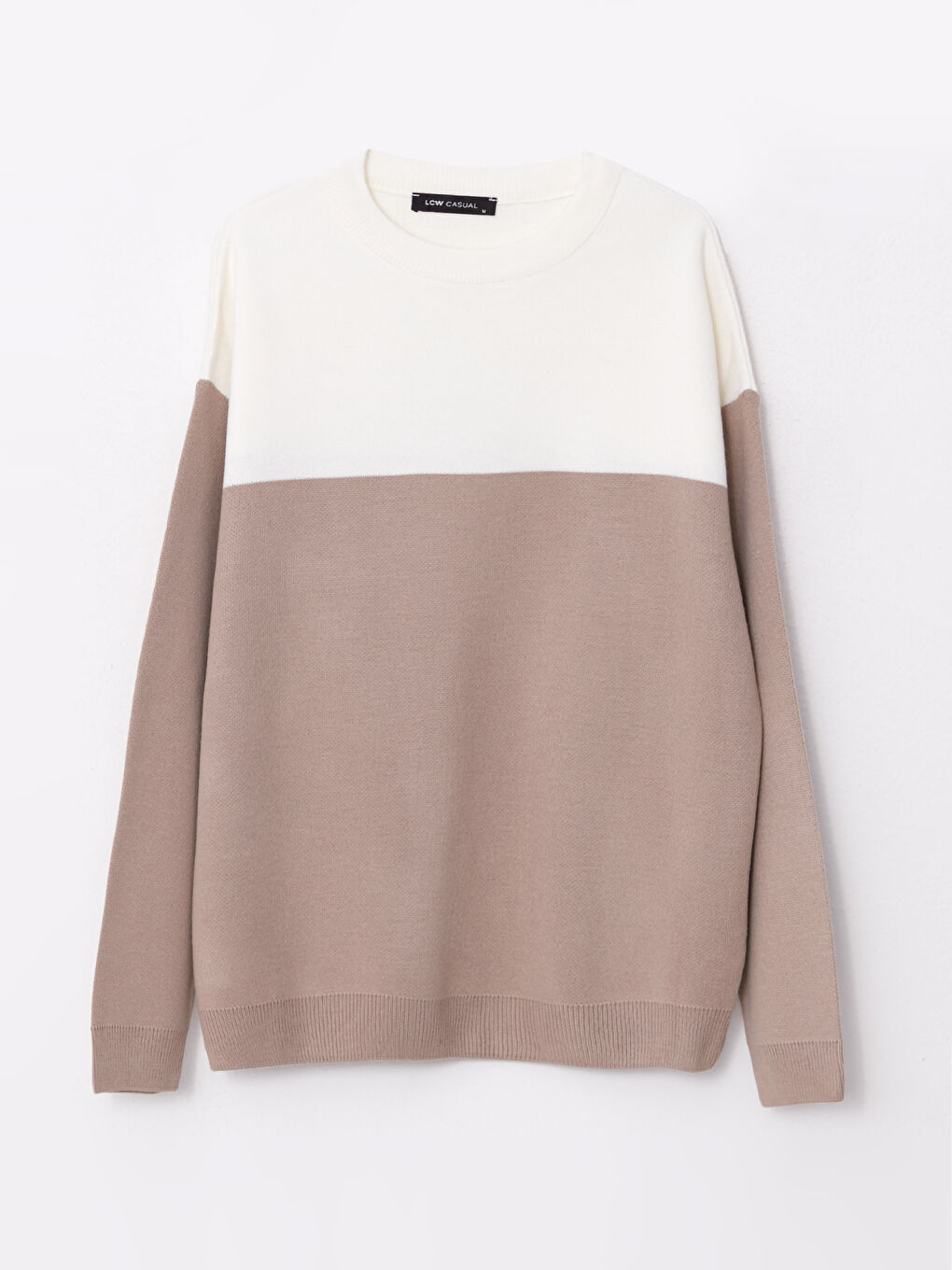 Crew Neck Long Sleeve Color Block Men's Knitwear Sweater -W25401Z8-RBZ