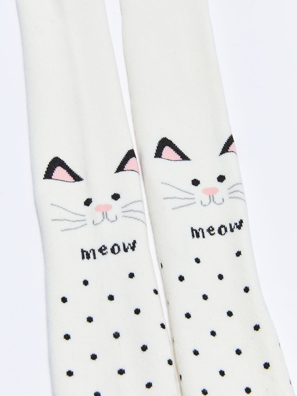 Ekru Desenli Kız Çocuk Havlu Külotlu Çorap-1