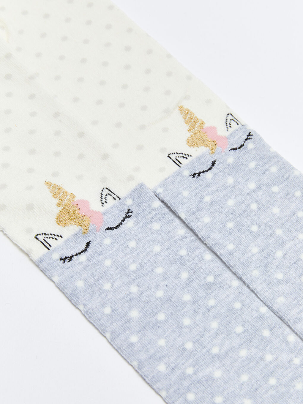 Ekru Desenli Kız Çocuk Külotlu Çorap-1