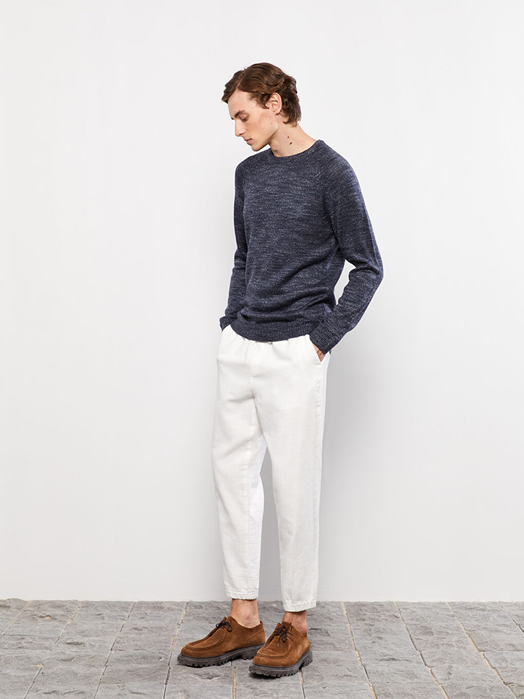 XSIDE Crew Neck Long Sleeve Men's Tricot Sweater -W25435Z8-LAS