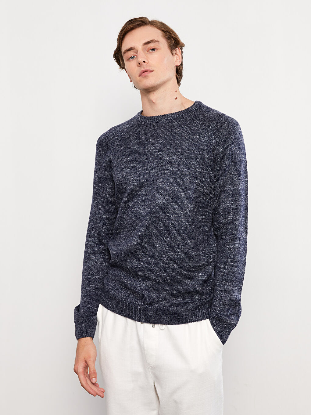 XSIDE Crew Neck Long Sleeve Men's Tricot Sweater -W25435Z8-LAS