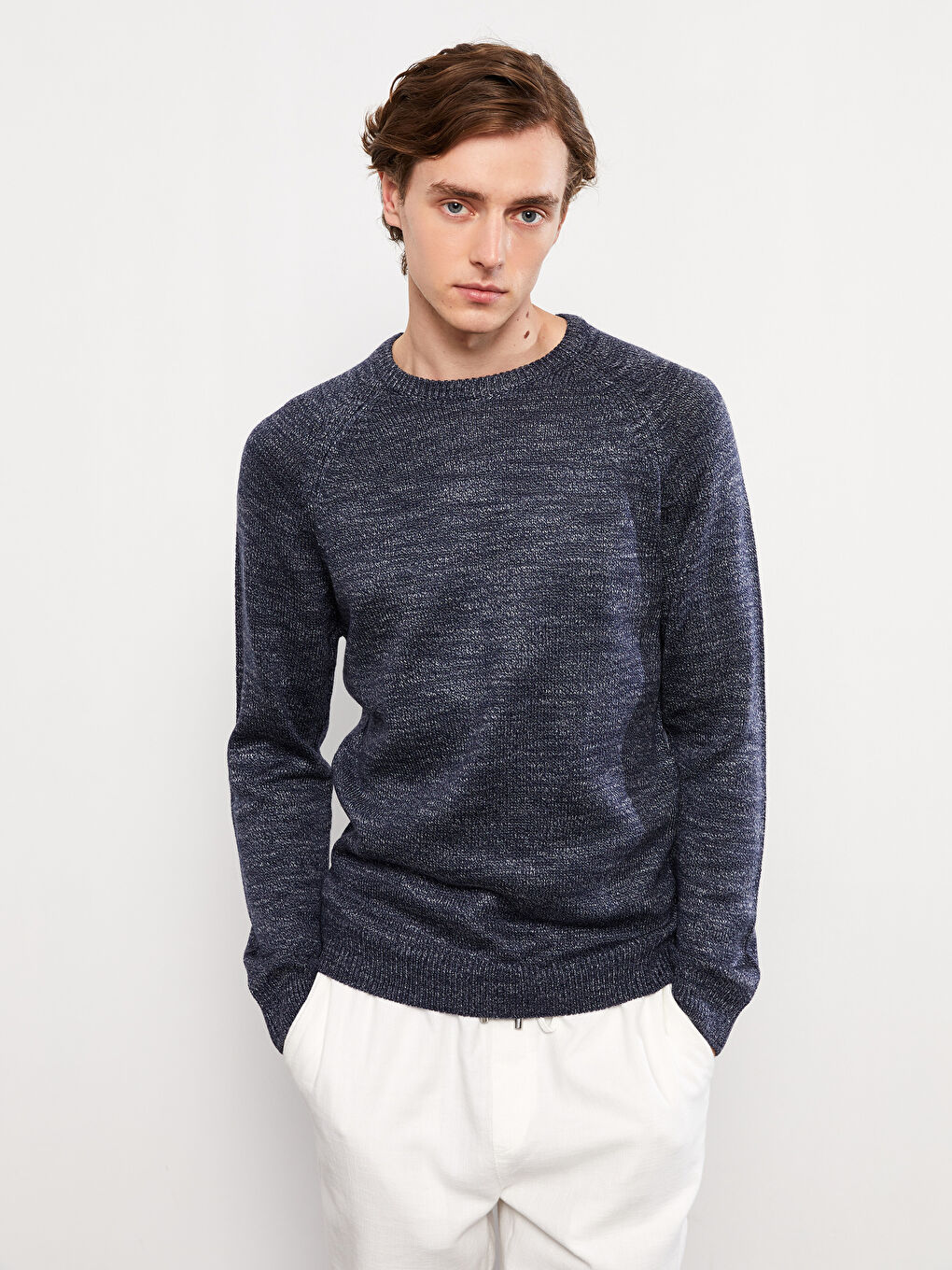 XSIDE Crew Neck Long Sleeve Men's Tricot Sweater -W25435Z8-LAS