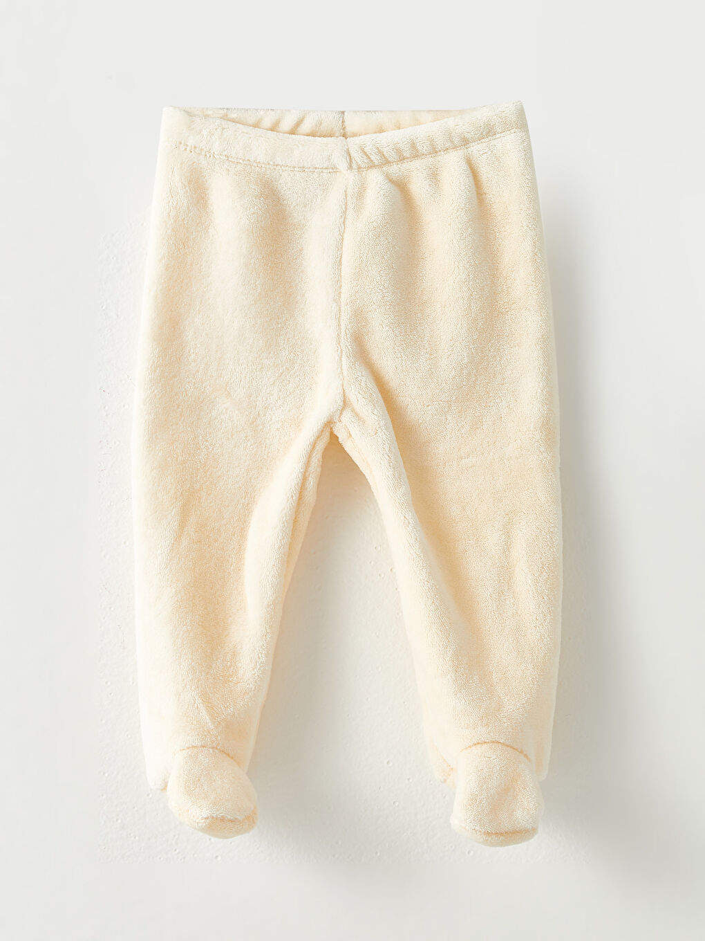 Ekru Kapüşonlu Uzun Kollu Pelüş Kız Bebek Fermuarlı Sweatshirt ve Pantolon 2'li Takım-3