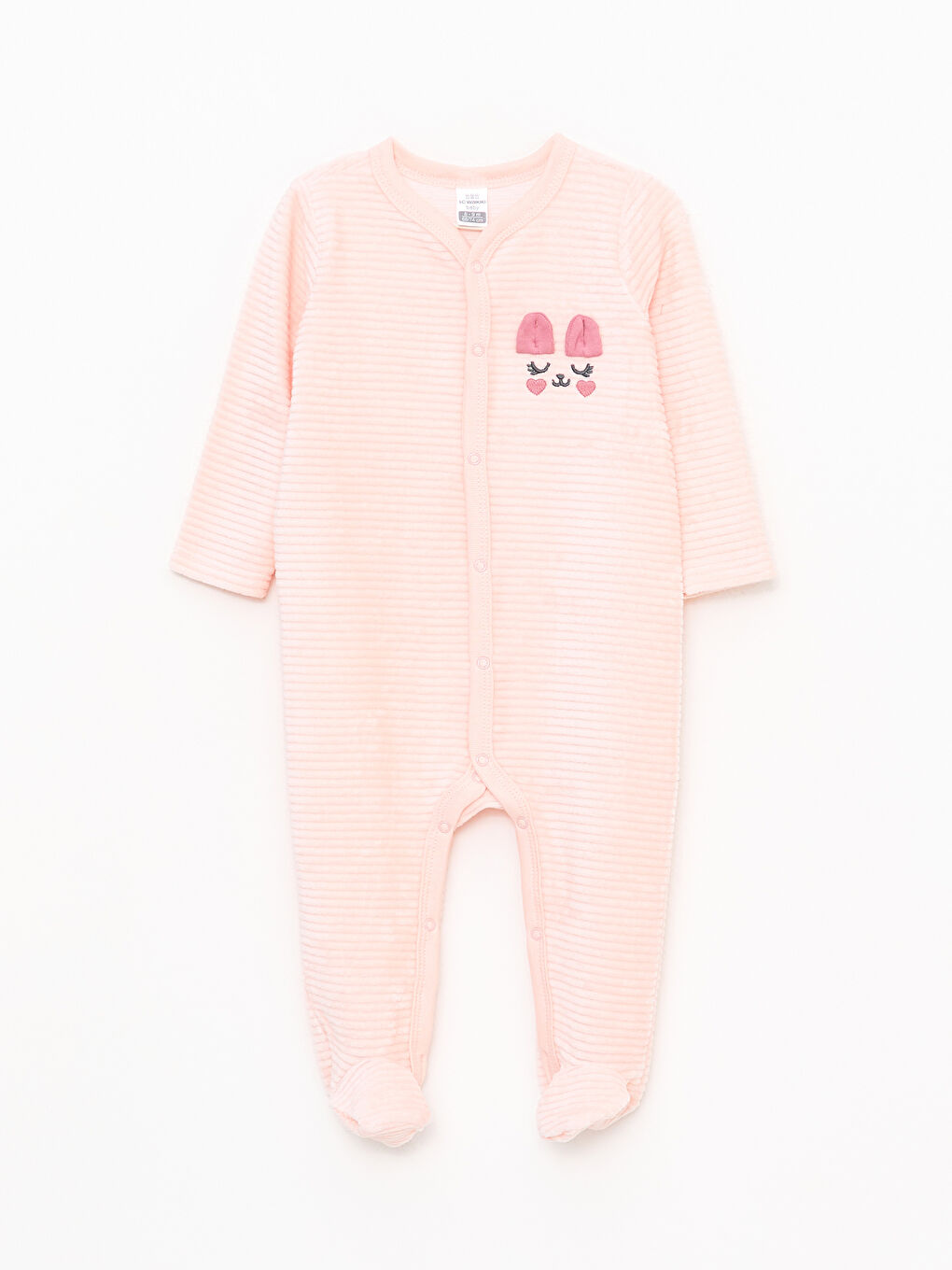 V Neck Long Sleeve Embroidery Detailed Baby Girl Rompers