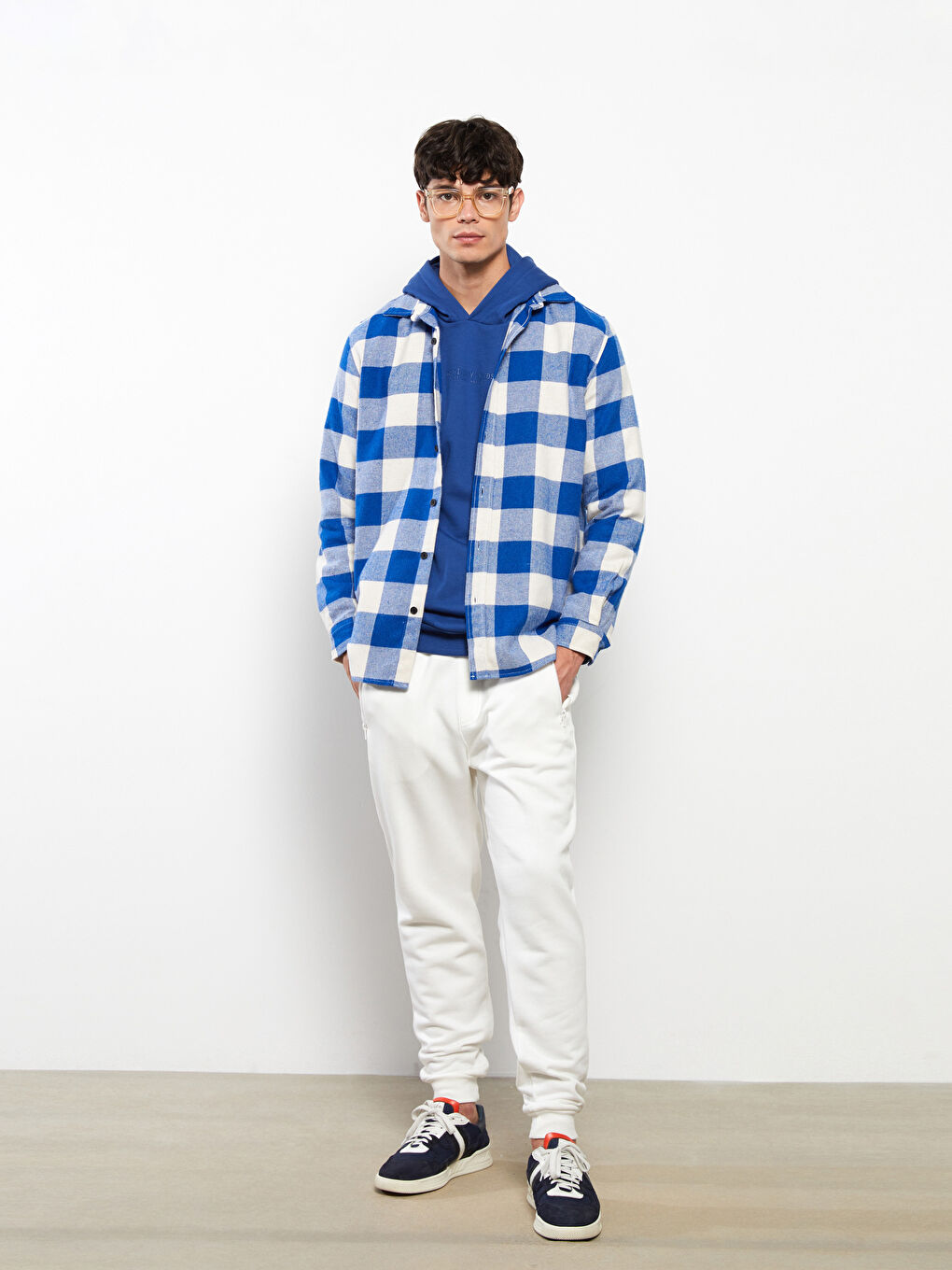 Mavi Regular Fit Uzun Kollu Ekose Erkek Oduncu Gömlek