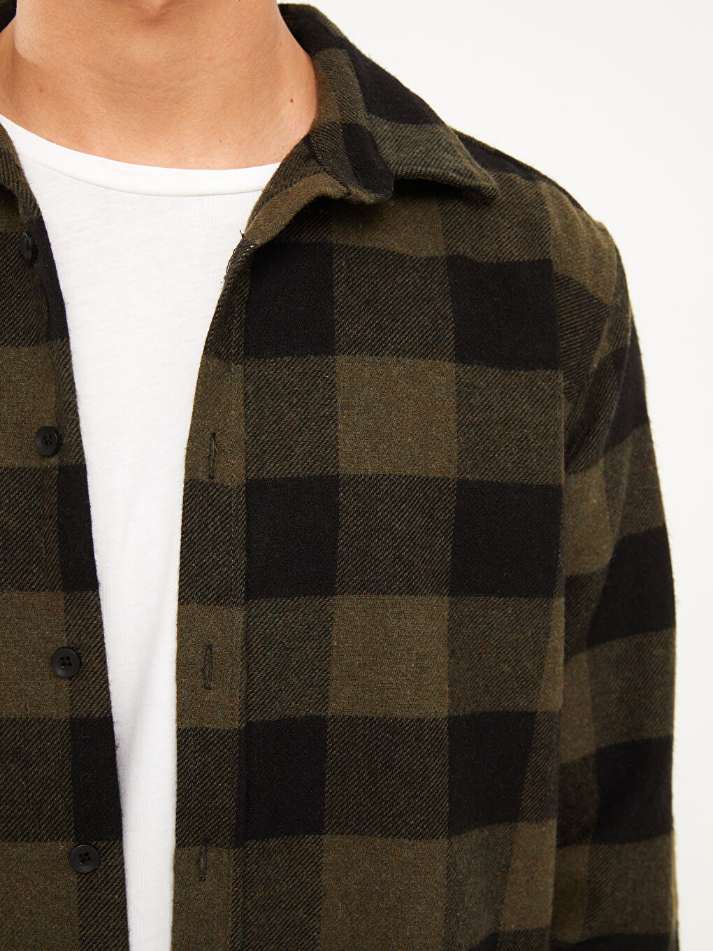 Haki Regular Fit Uzun Kollu Ekose Erkek Oduncu Gömlek-3