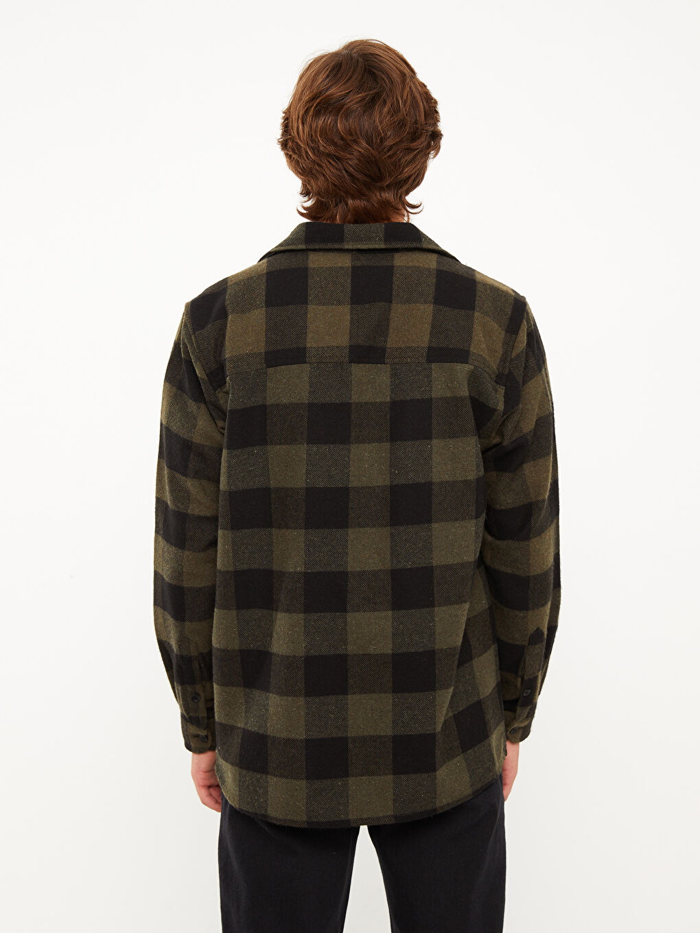 Haki Regular Fit Uzun Kollu Ekose Erkek Oduncu Gömlek-4