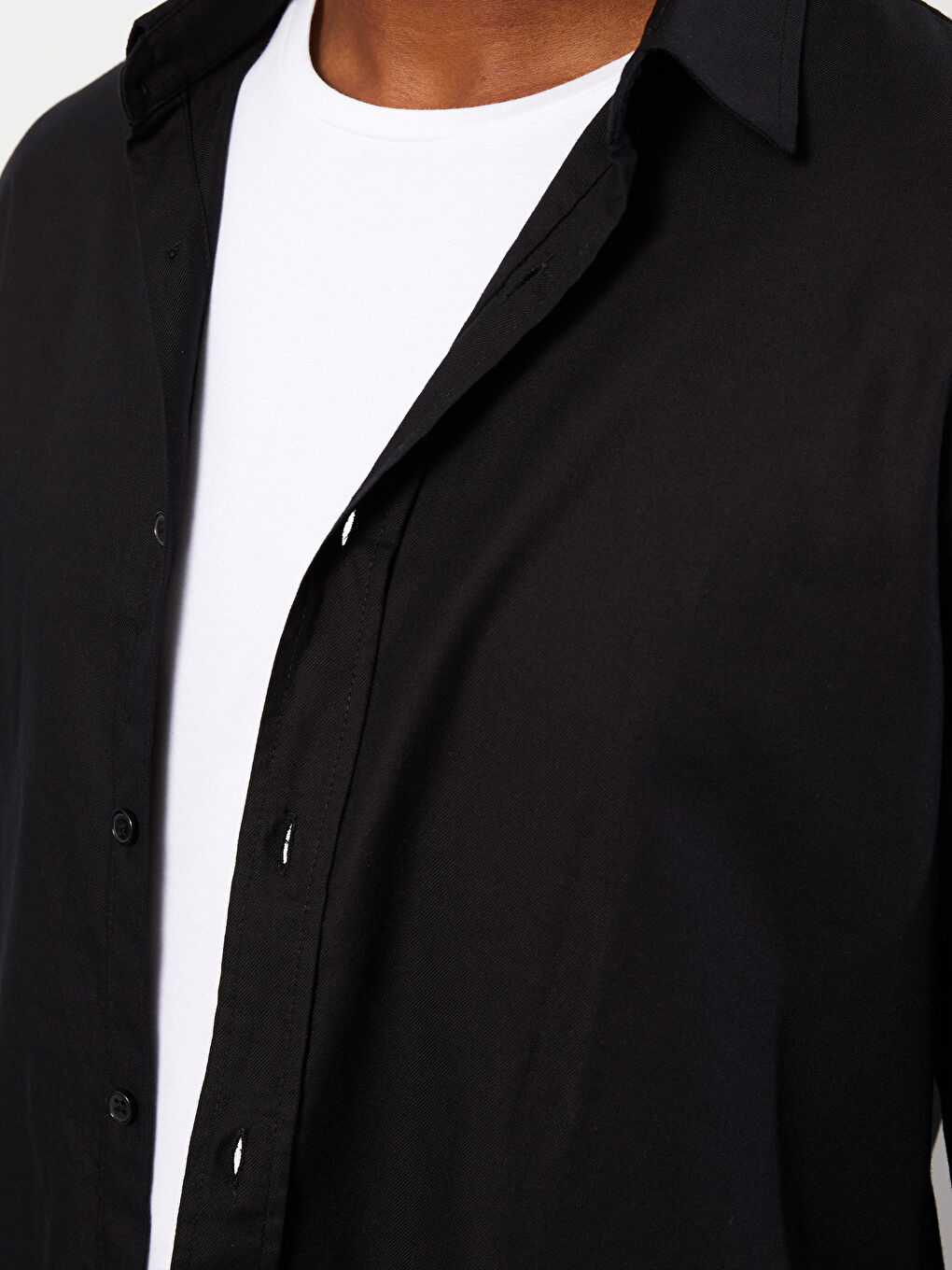 Ерлерге арналған тар пішім ұзын жең саржа жейде-7