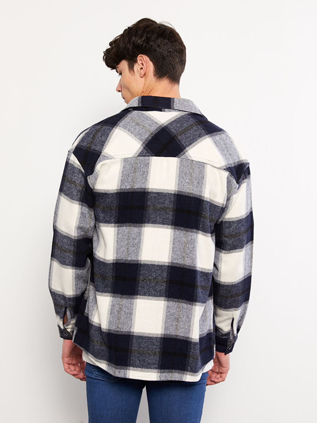 XSIDE Comfortable Fit Long Sleeve Plaid Men's Shirt Jacket -W25478Z8-LN6