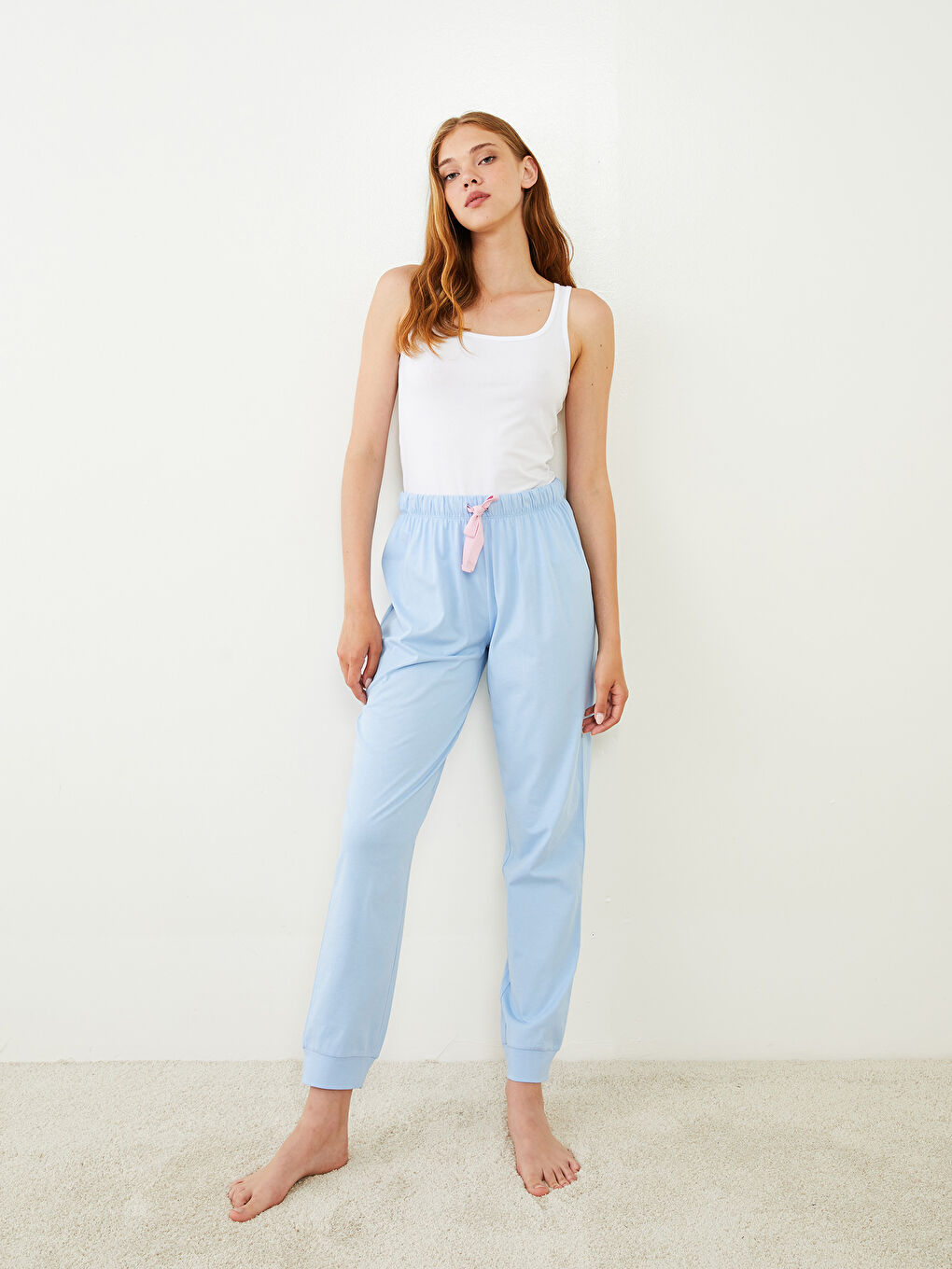 قيعان بيجامة جوجر قطن بوسط مطاطي عادي للسيدات-1