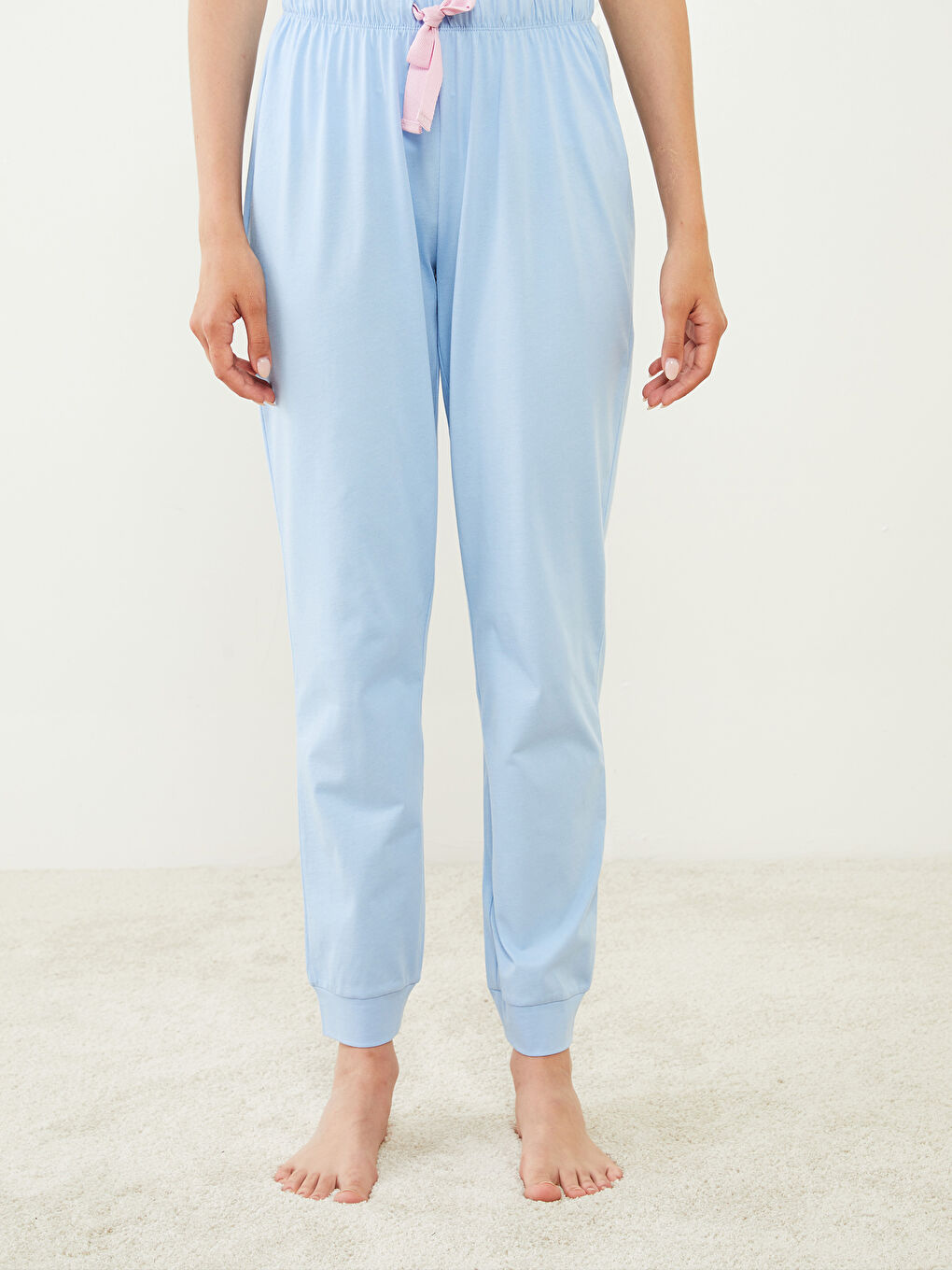 قيعان بيجامة جوجر قطن بوسط مطاطي عادي للسيدات-3
