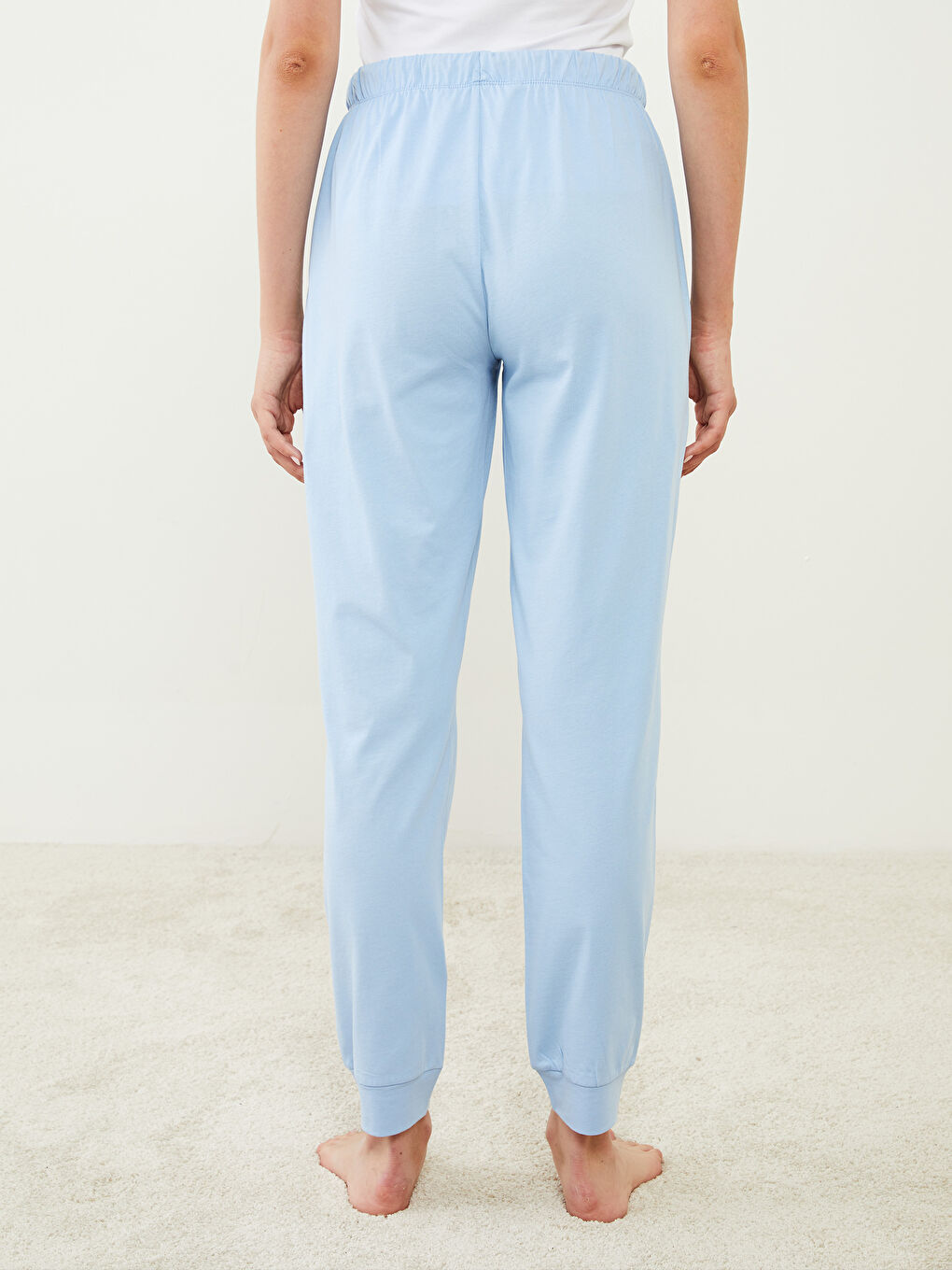 قيعان بيجامة جوجر قطن بوسط مطاطي عادي للسيدات-4