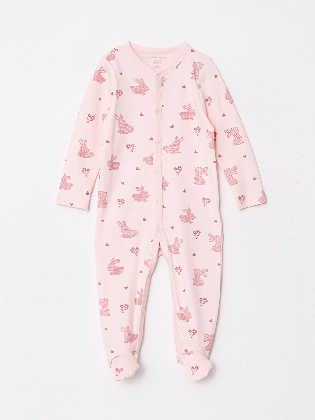 V Neck Long Sleeve Printed Baby Girls' Jumpsuit 2 Pack-2