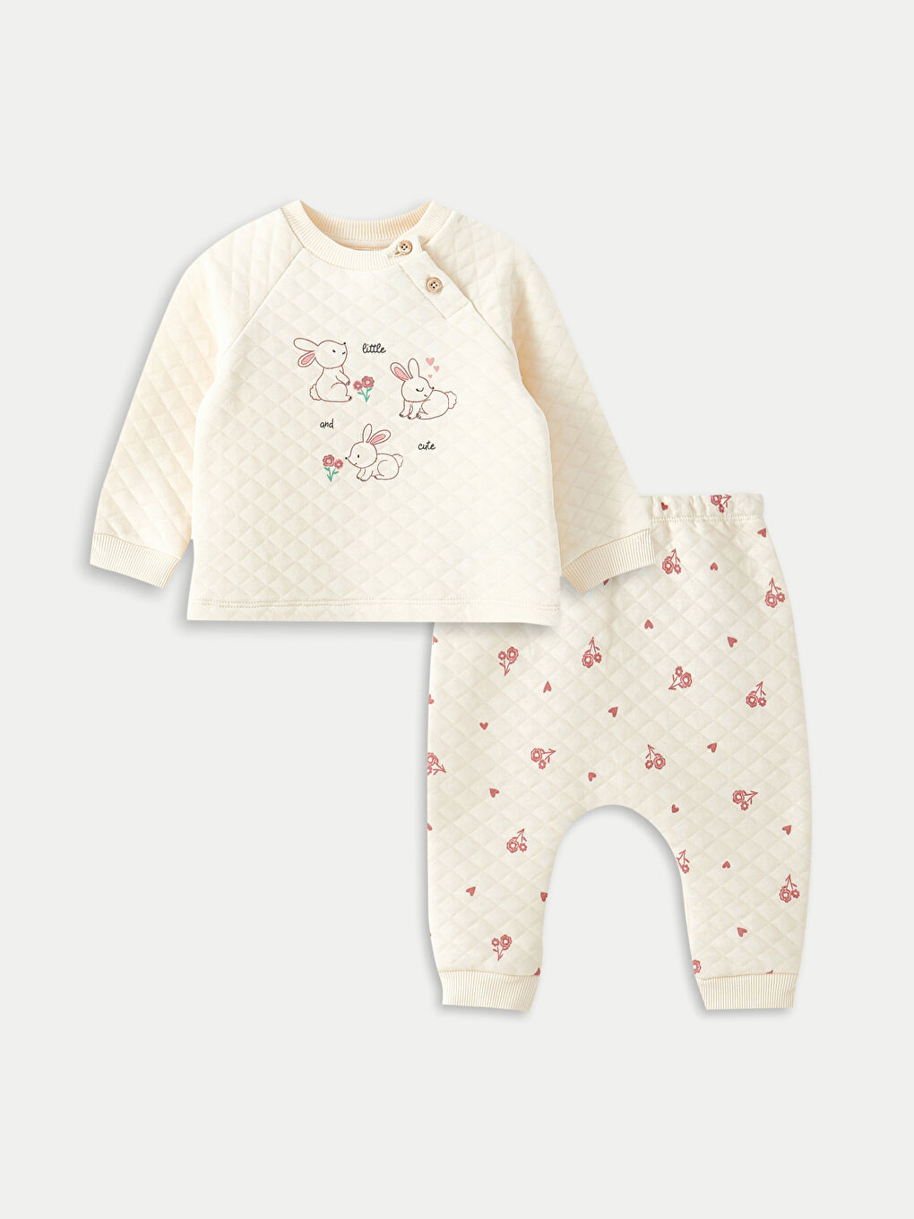 Set 2 Bucăți Bluza cu Mânecă Lungă și Guler Rotund Imprimată pentru Fetițe și Pantaloni