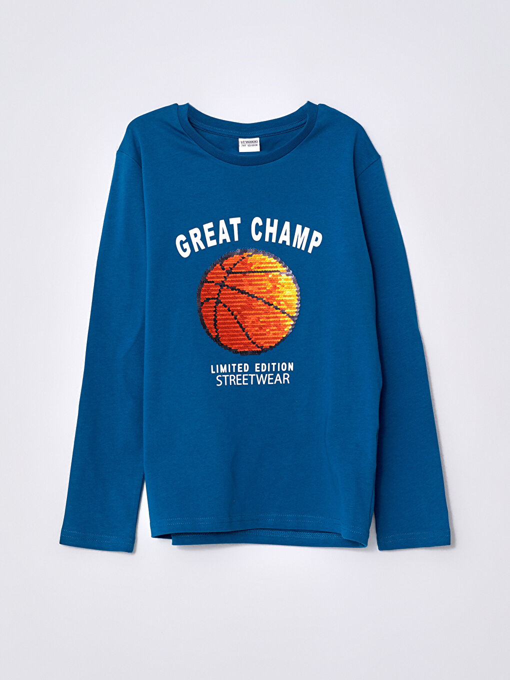 تيشيرت اولاد قطن كم طويل ياقة دائرية مطبوع بترتر متغير الاتجاه-1