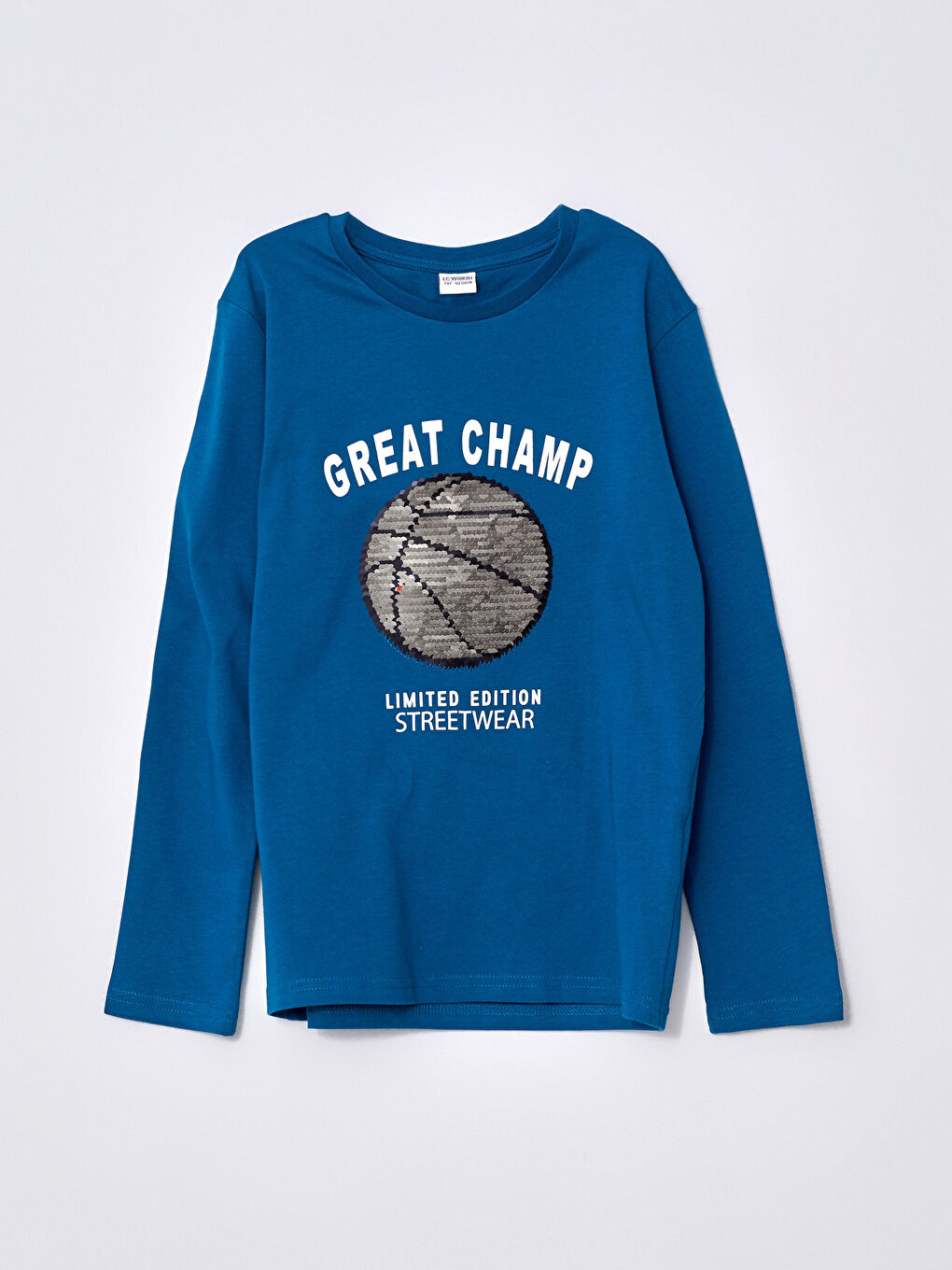 تيشيرت اولاد قطن كم طويل ياقة دائرية مطبوع بترتر متغير الاتجاه-2