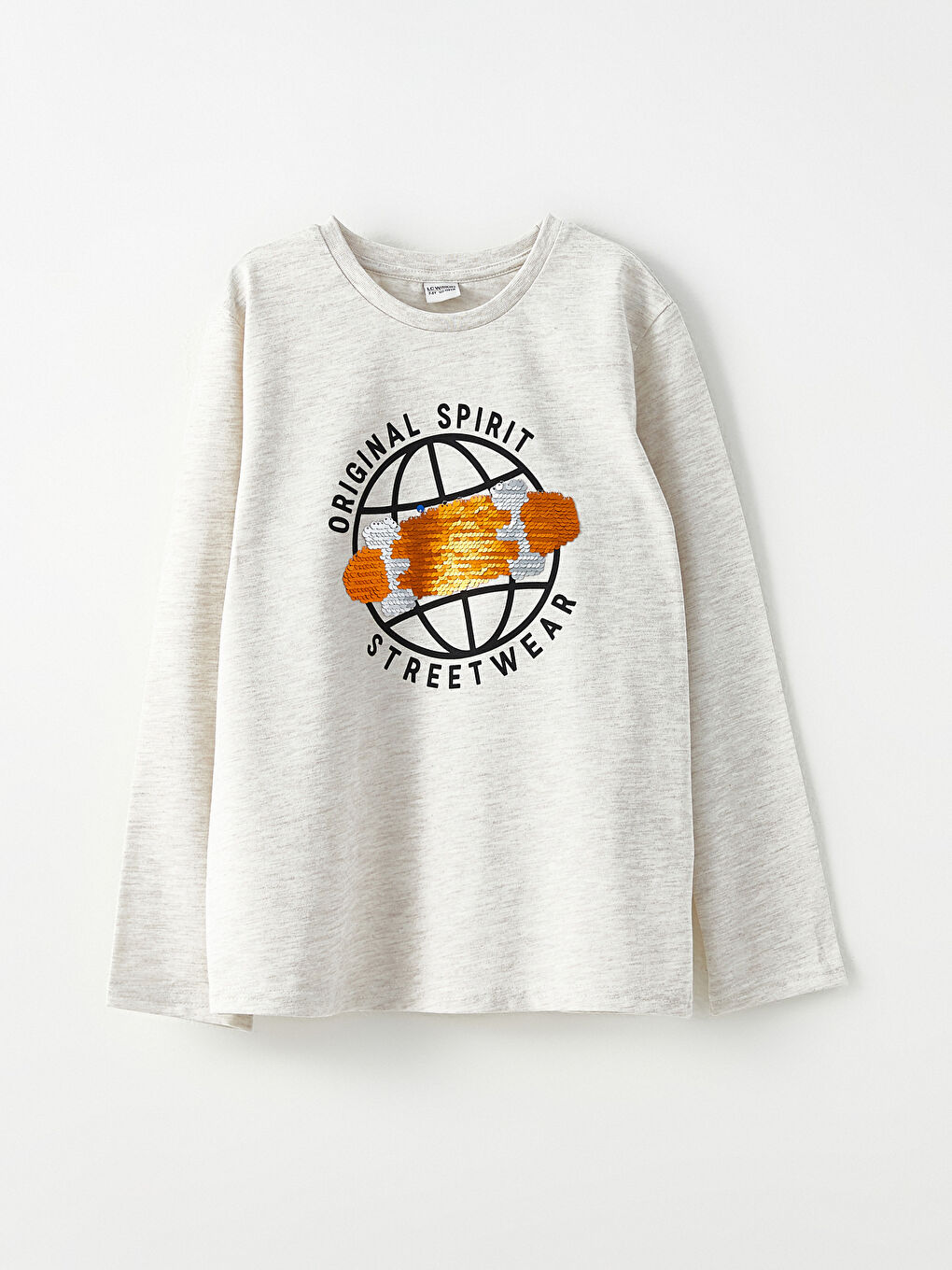 LCW Kids Rundhalsausschnitt Bedrucktes Pailletten Besticktes Langarm Jungen T-Shirt -W25493Z4-L8Q