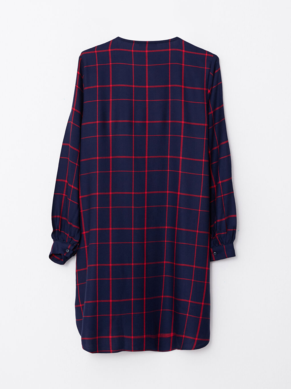 LCWAIKIKI Classic Crew Neck Plaid Long Sleeve Viscose Women's Tunic -W25506Z8-LN6