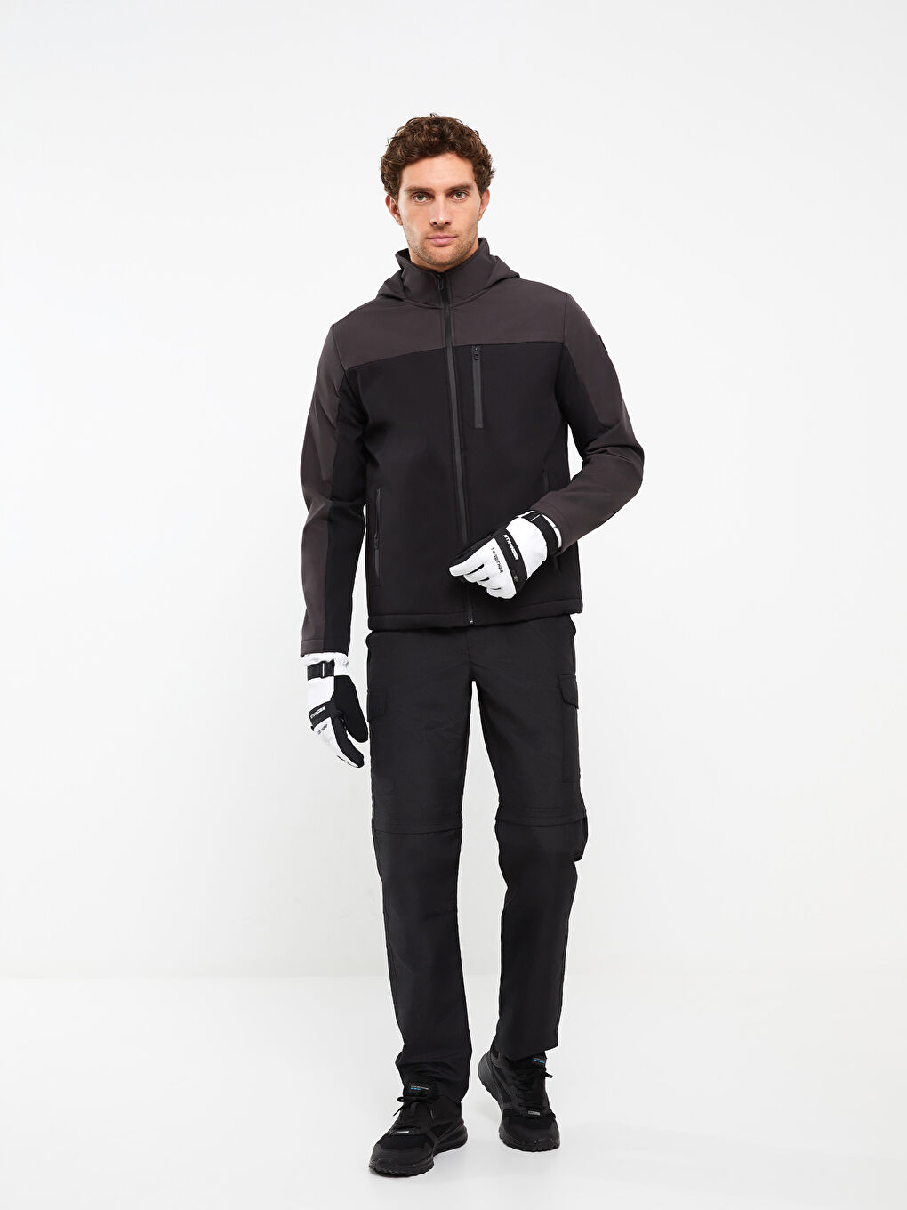 Beyaz Renk Bloklu Erkek Kar Eldiveni-1