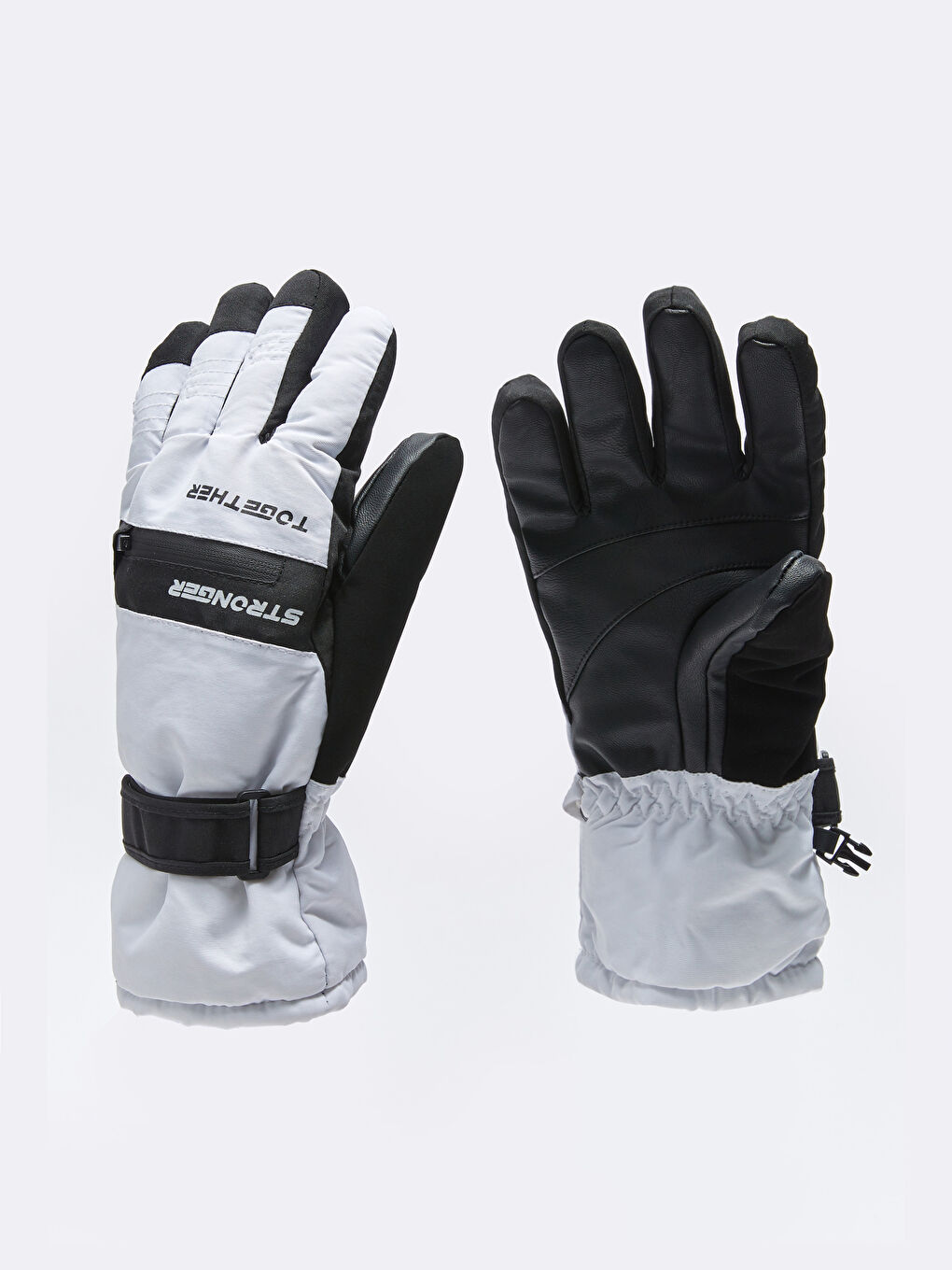 Beyaz Renk Bloklu Erkek Kar Eldiveni-2