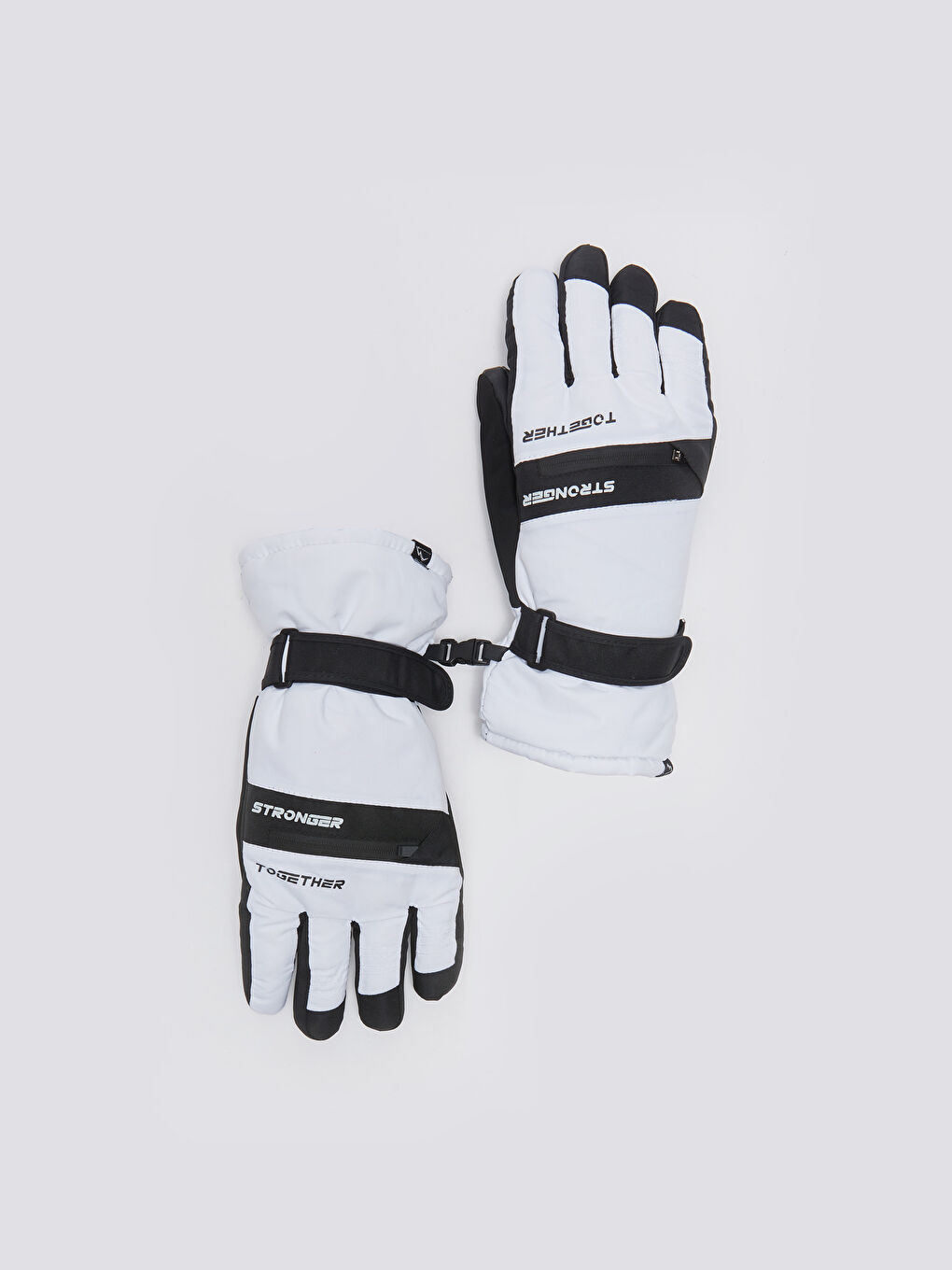 Beyaz Renk Bloklu Erkek Kar Eldiveni-3