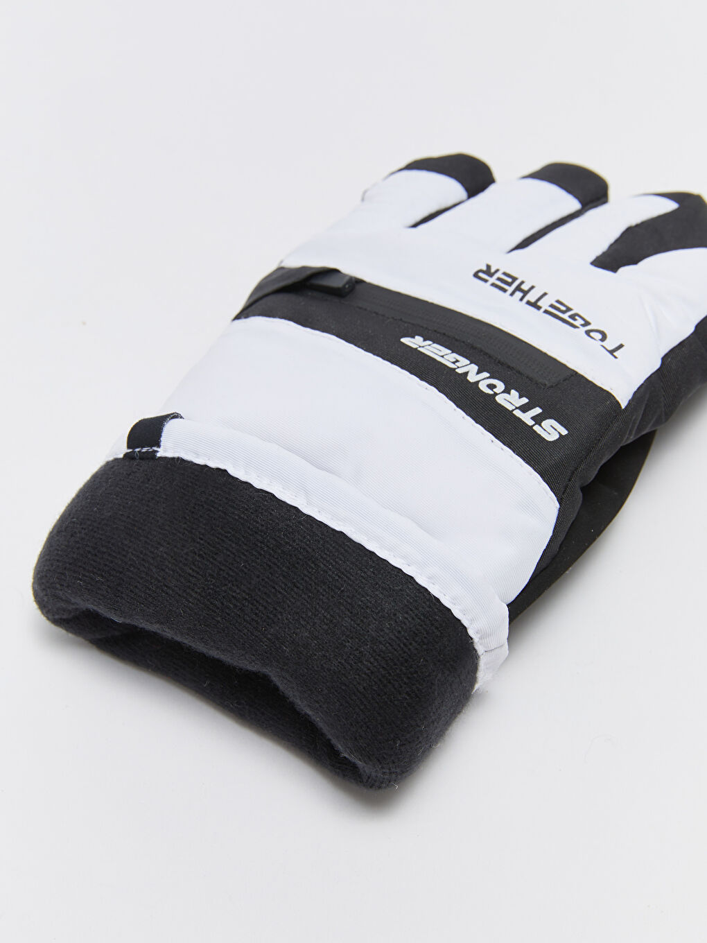 Beyaz Renk Bloklu Erkek Kar Eldiveni-4