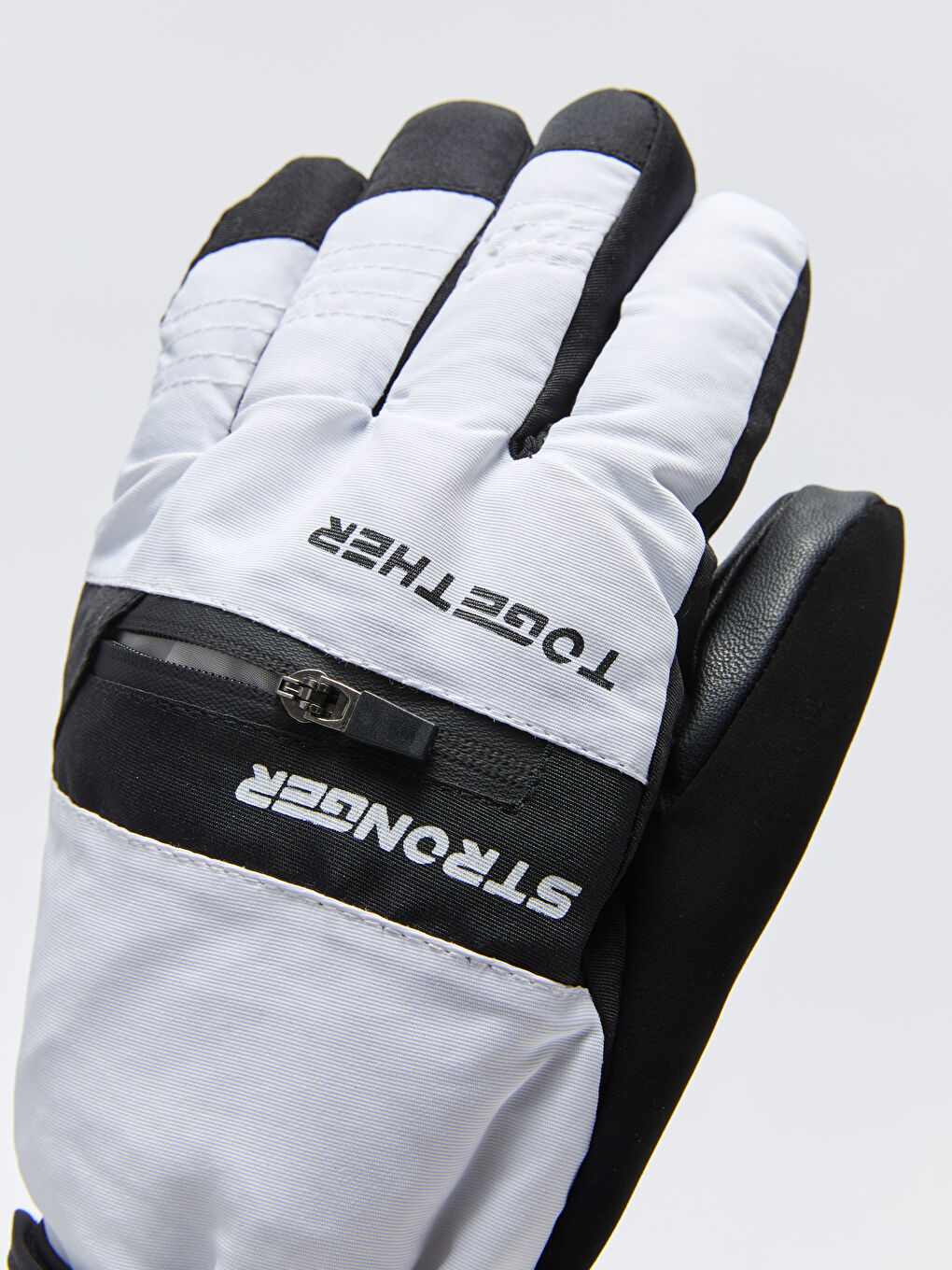 Beyaz Renk Bloklu Erkek Kar Eldiveni-5