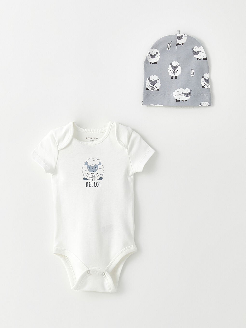 Gri Bisiklet Yaka Baskılı Erkek Bebek 3'lü Takım-4