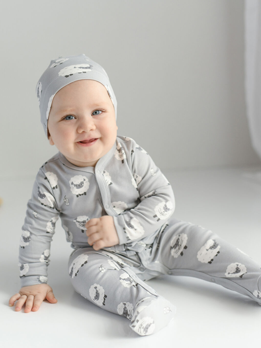 Gri Bisiklet Yaka Baskılı Erkek Bebek 3'lü Takım-1