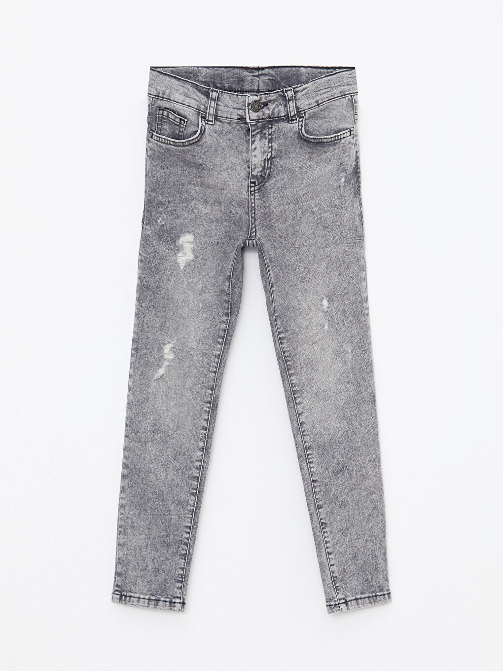 Antrasit Super Skinny Fit Yırtık Detaylı Erkek Çocuk Jean Pantolon