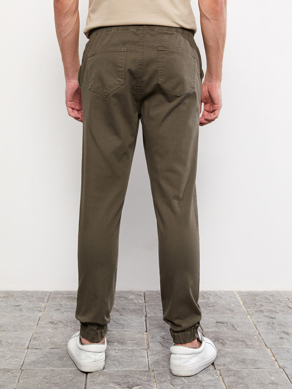 Haki Slim Fit Gabardin Erkek Jogger Pantolon-4