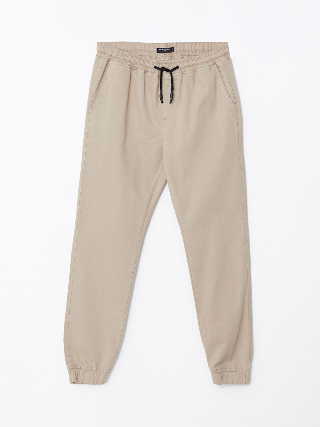 Bej Slim Fit Gabardin Erkek Jogger Pantolon-5