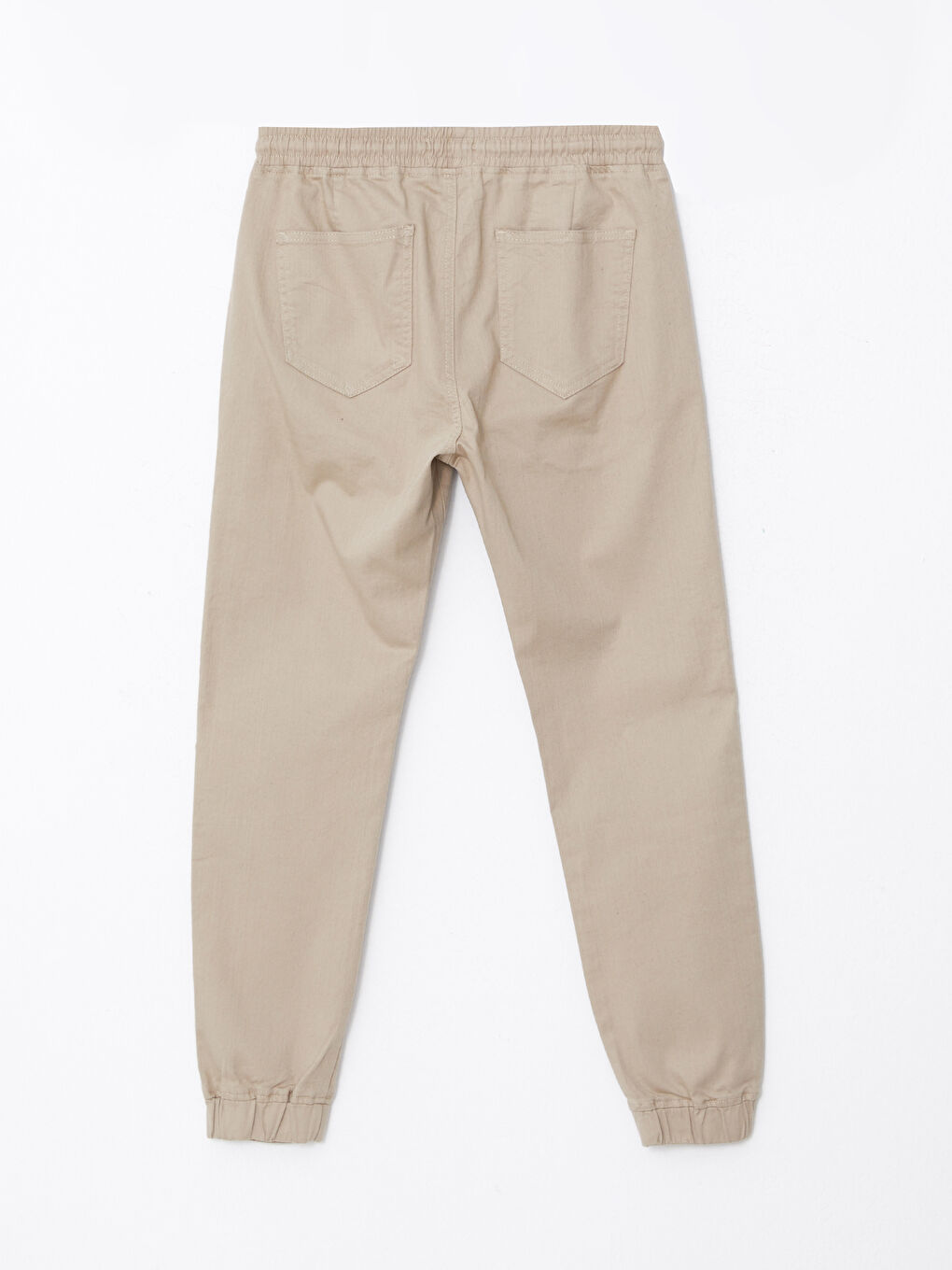 Bej Slim Fit Gabardin Erkek Jogger Pantolon-6