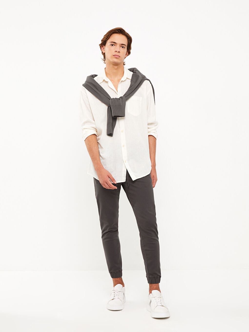 Antrasit Slim Fit Gabardin Erkek Jogger Pantolon-1