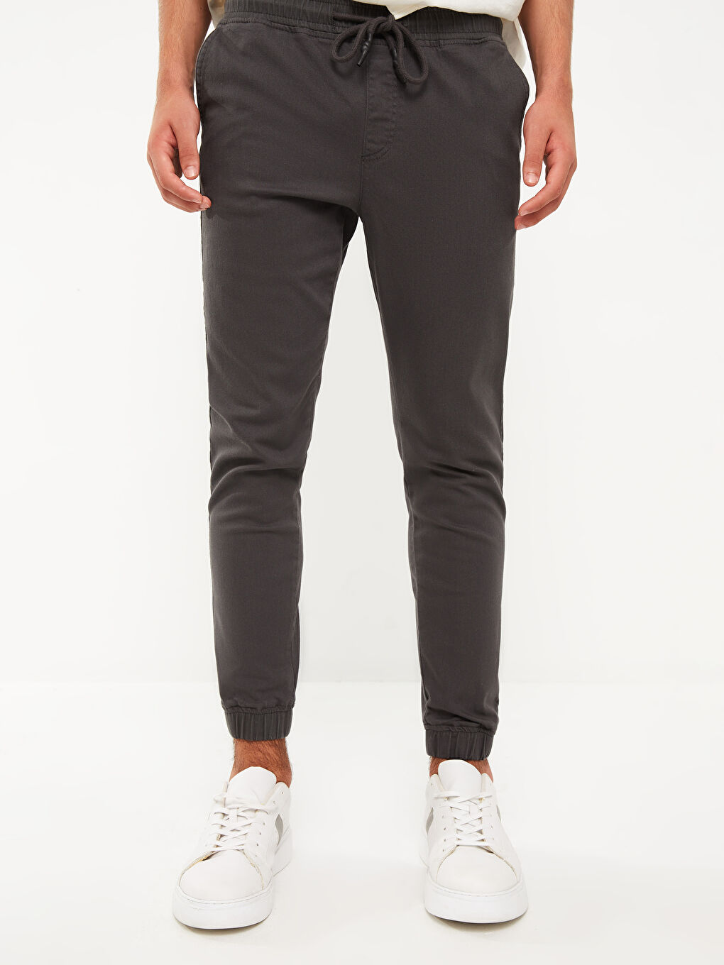 Antrasit Slim Fit Gabardin Erkek Jogger Pantolon-2
