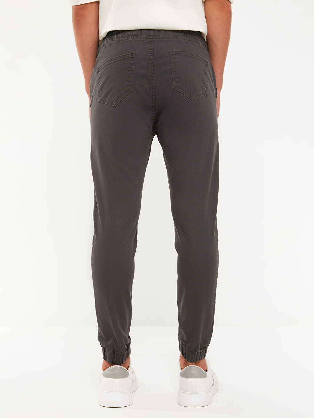 Antrasit Slim Fit Gabardin Erkek Jogger Pantolon-3