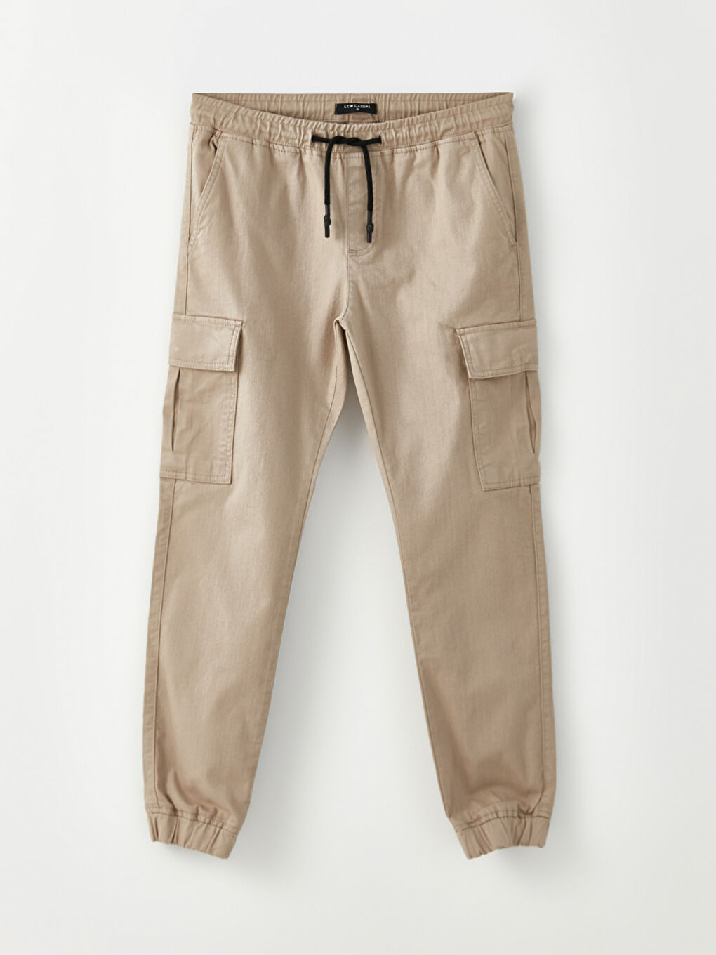 Bej Slim Fit Gabardin Erkek Jogger Pantolon-5