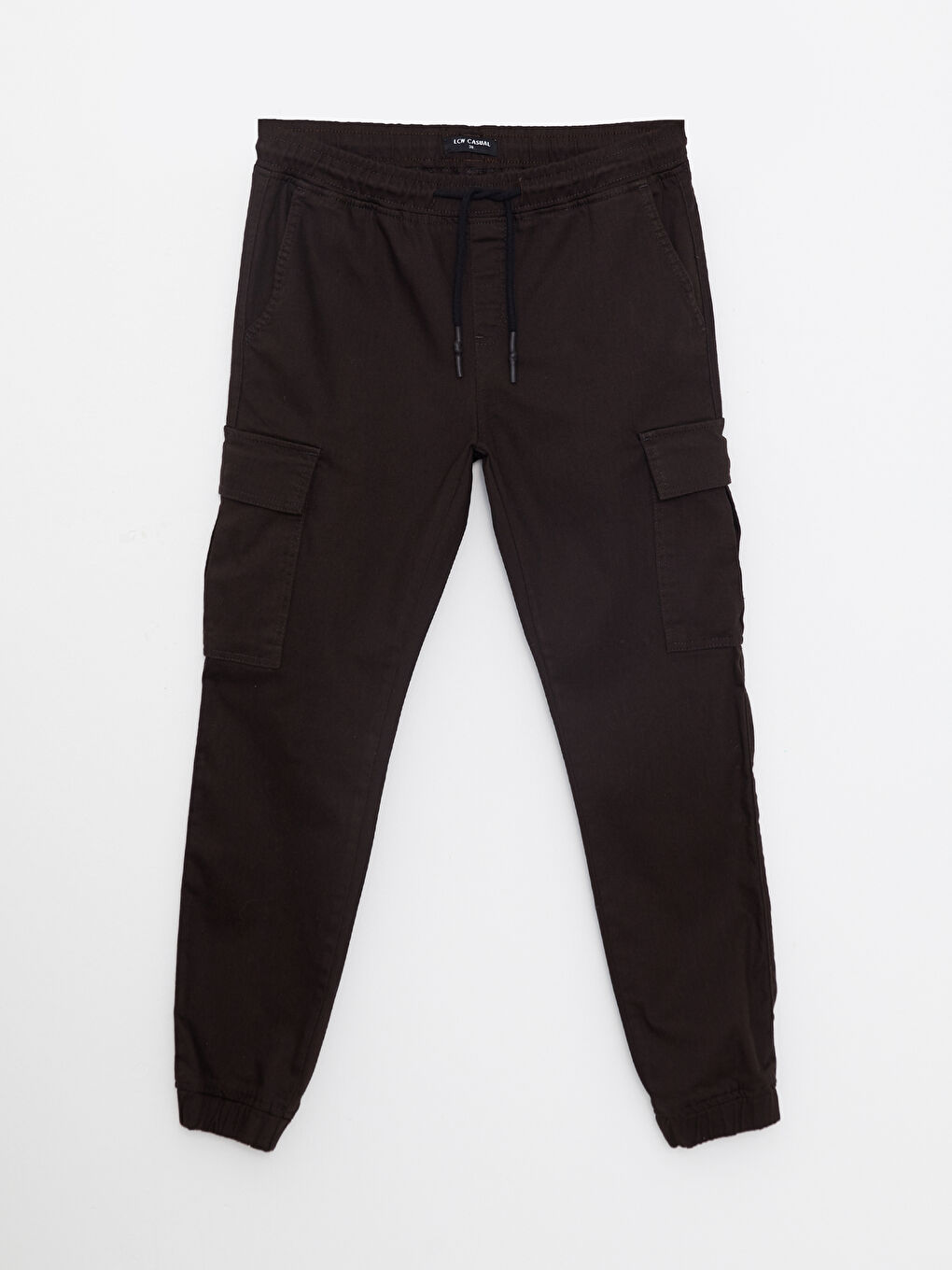 Kahverengi Slim Fit Gabardin Erkek Jogger Pantolon-5
