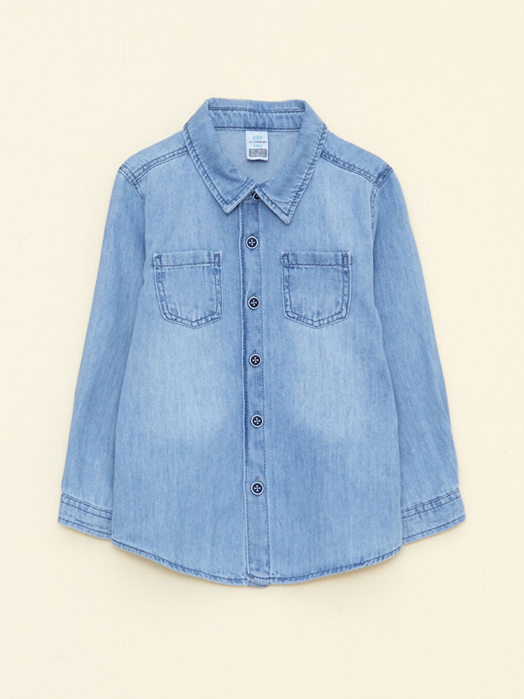 İndigo Uzun Kollu Basic Erkek Bebek Jean Gömlek