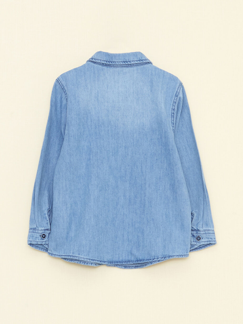 İndigo Uzun Kollu Basic Erkek Bebek Jean Gömlek-1